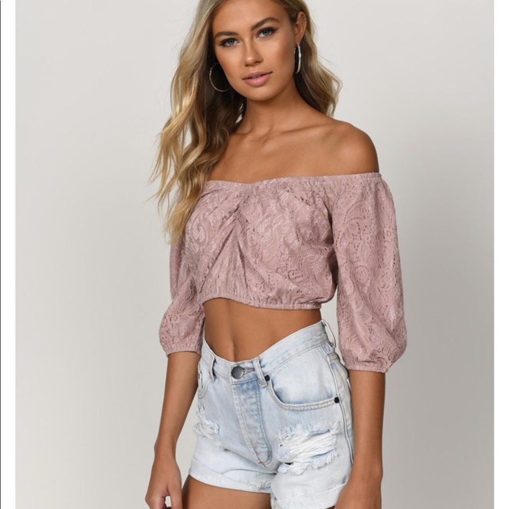 NWT Tobi lace off the shoulder crop